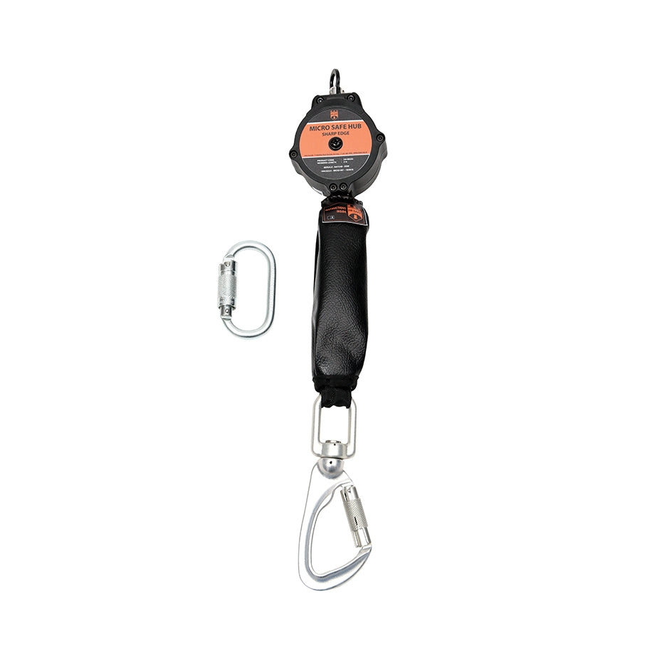 Micro Safe Hub Compact Fall Arrest Block | Twin Retractable Lanyard 2M