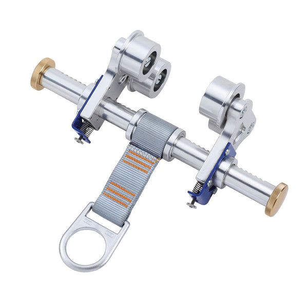 Ferno rolling beam anchor trolley mounted on an I-beam flange for fall arrest