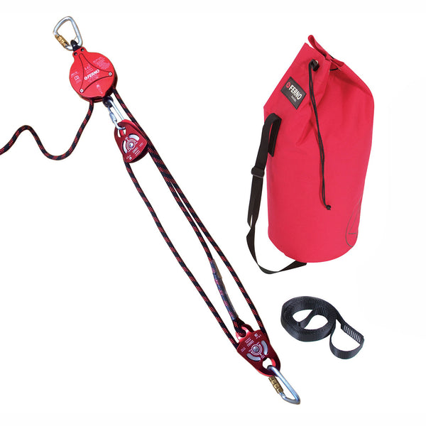 ISC RALF rescue retrieval pulley system kit with kernmantle rope and bag