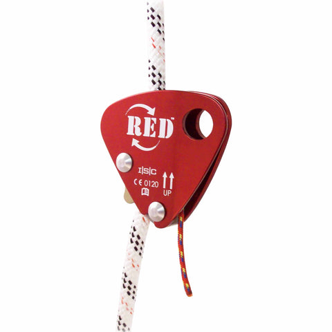 Red Back Rope Grab Back Up Device With Fixed Cord Shown On Rope Closed