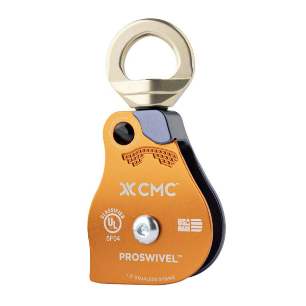 CMC Pro single stainless steel swivel pulley made by Rock Exotica in the USA