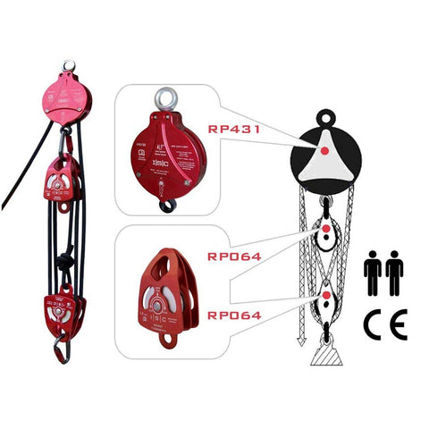 ISC Wales R-ALF Rescue Hauler Pulley With 2 Way Auto Locking Example Setup