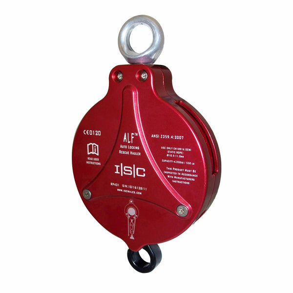 ISC Wales R-ALF red auto locking rescue hauler pulley with over-speed brake