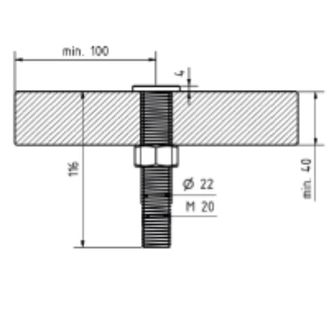 Skylotec mobilfix anchor Point Terminal Anchor drawing - Plate Mounted