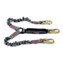 Twin Tail / Twin Leg Elasticised Absorber Lanyard With Double Action Hooks For Safety Harnesses